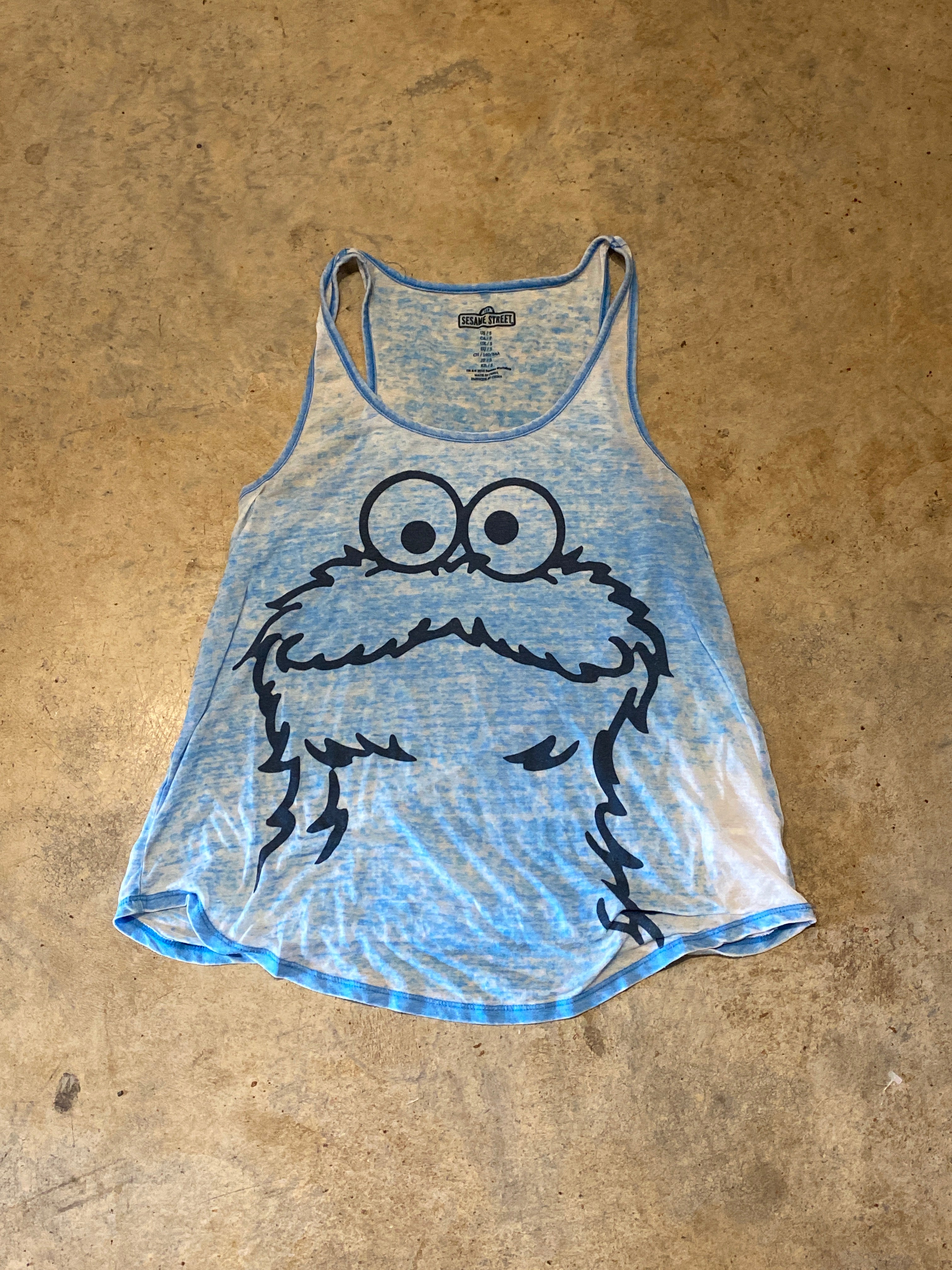 Sesame Street Cookie Monster Blue Tank Top Small