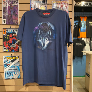 Harlequin Wolf Dreamcatcher Nature  SS Large Canada Navy Blue Shirt