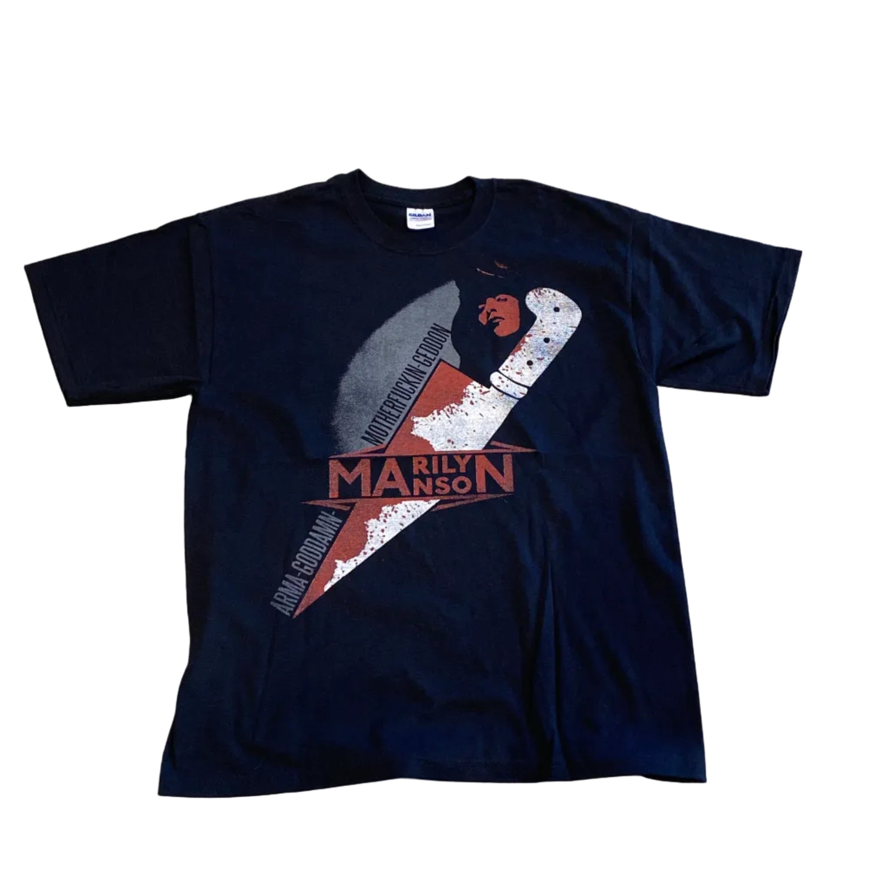 Gildan Marilyn Manson Arma-Goddamn Motherfuckin-Geddon Black Large Shirt