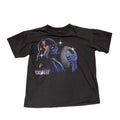 A black t-shirt with a printed graphic of Darth Vader on the front, featuring a starry background and the text 'Star Wars'.
