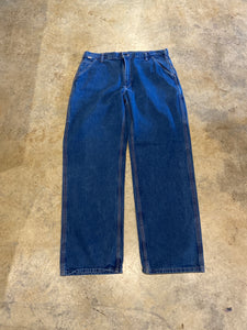 Carhartt 38 34 Navy Blue Mexico Carpenter, fire resistant Denim Jeans FRB13-DNM RV029