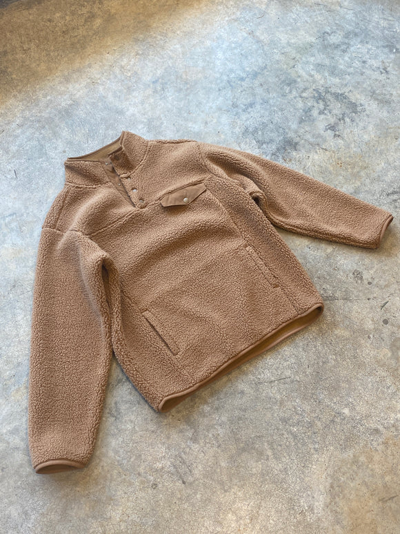 Wind River Brown Fleece Quarter Snap Sweater Small