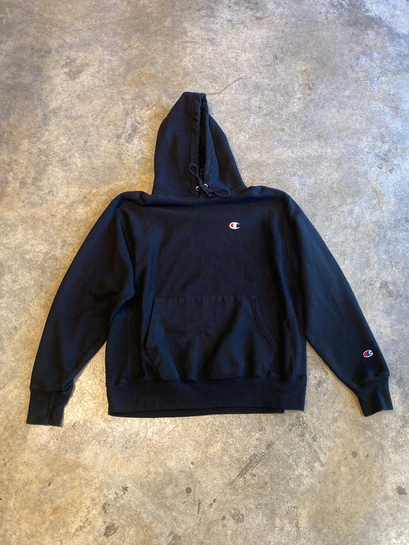 Champion Blank Black Hoodie Large Made in Honduras Heavyweight