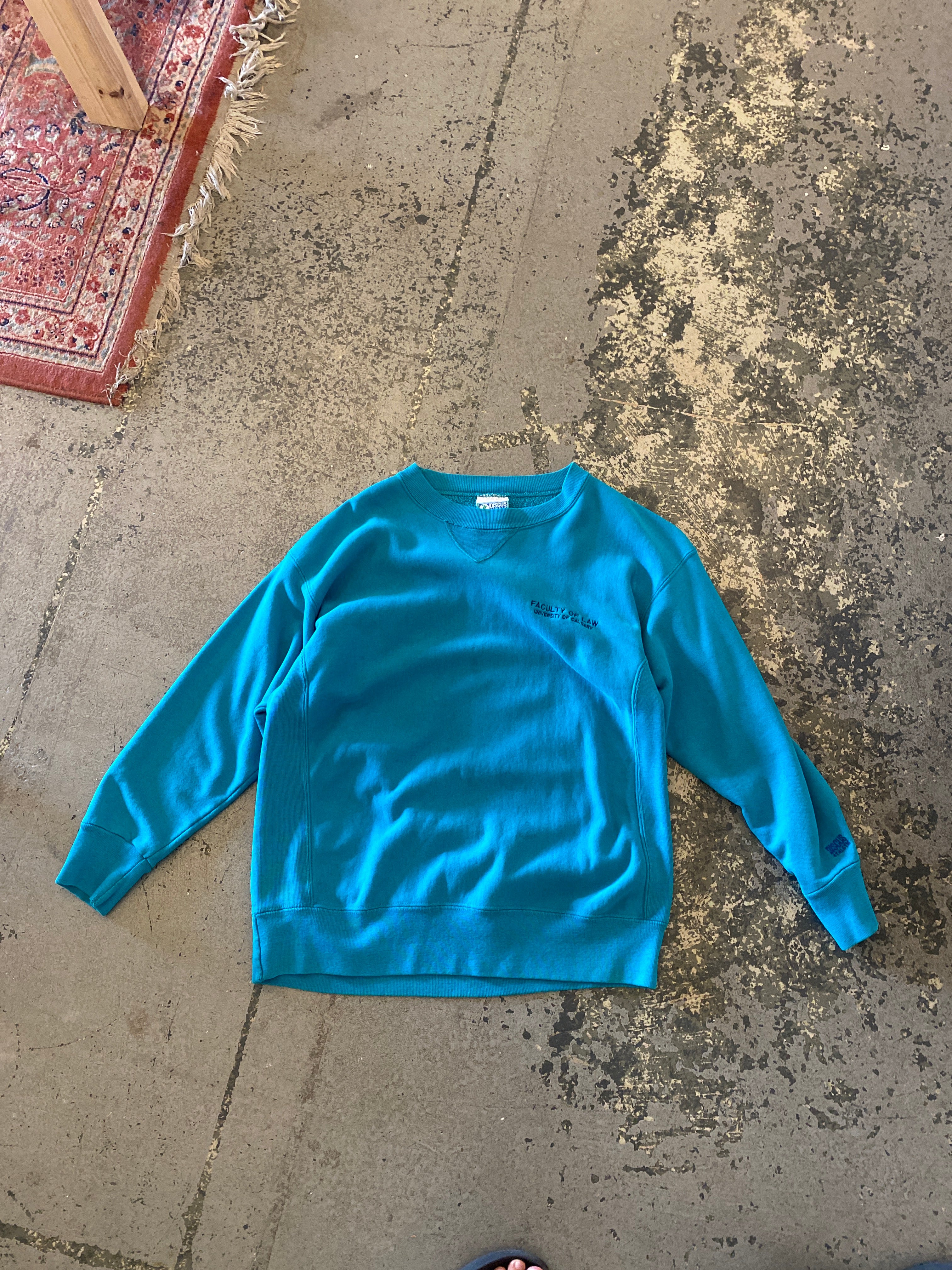 Discus Athletic Faculty of Law Crewneck Medium Made in USA Vintage Teal