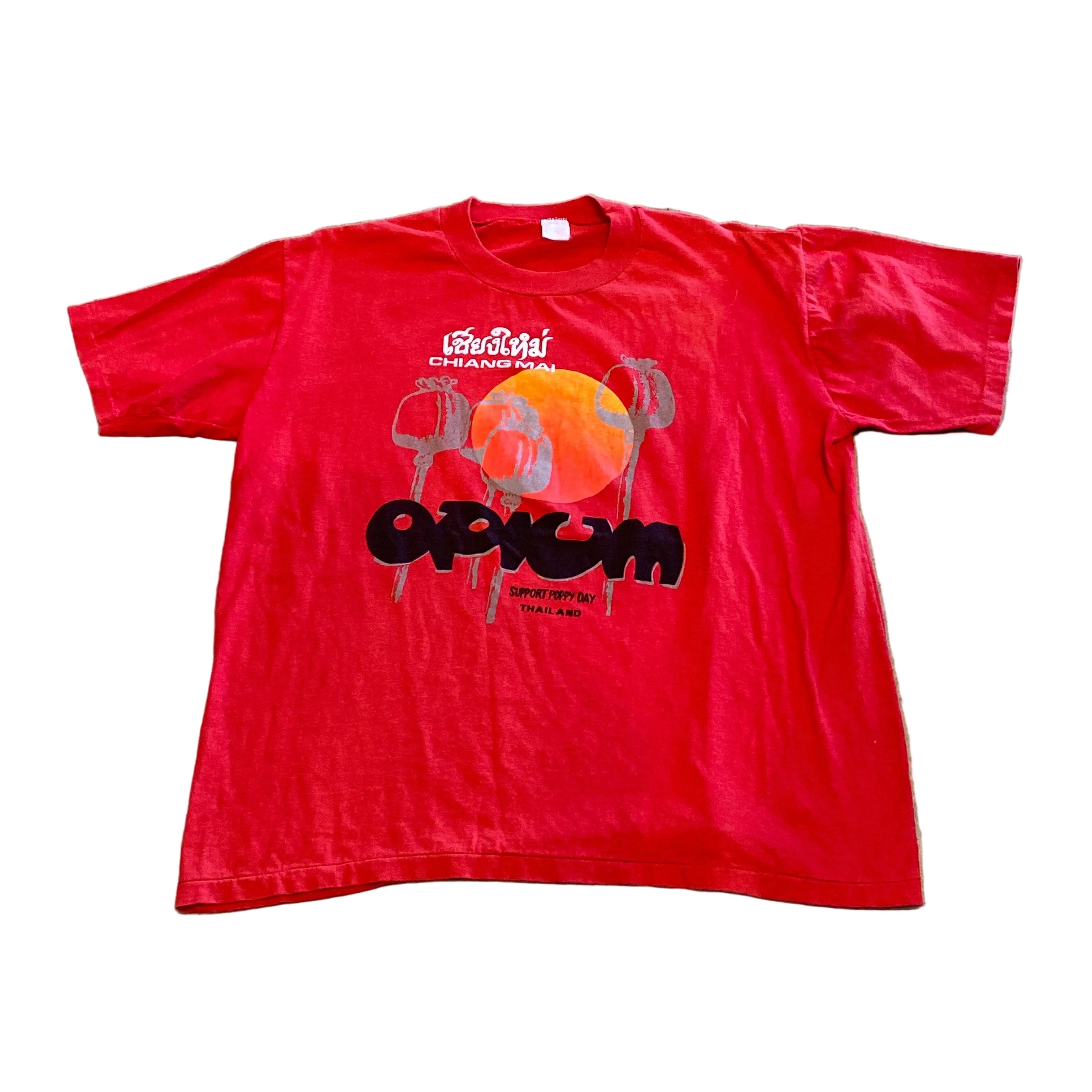 Changmai Opium Support Poppy Day Thailand Red Vintage Shirt