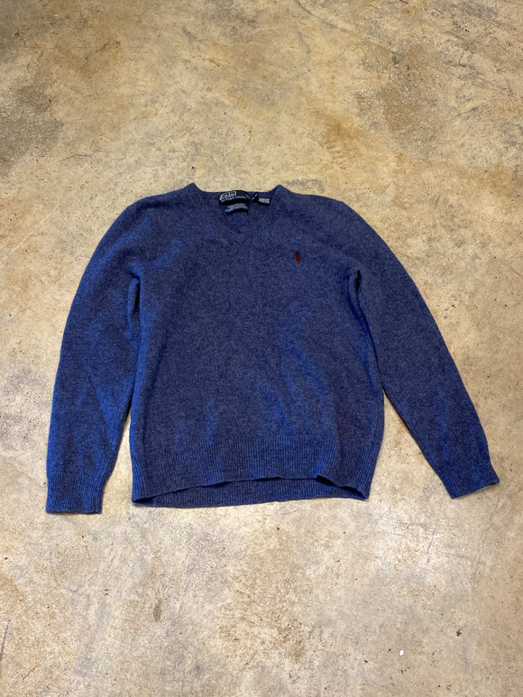 Polo Ralph Lauren Blue VNeck Wool Medium Sweater