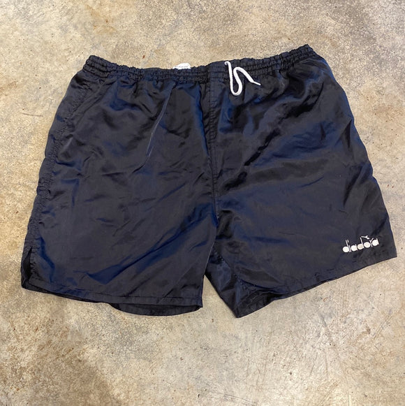 Diadora Satin Black Shorts Made in Taiwan Medium