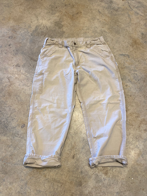 Carhartt Dungaree Work Pants Faded Khaki 34 30 Made in Nicaragua