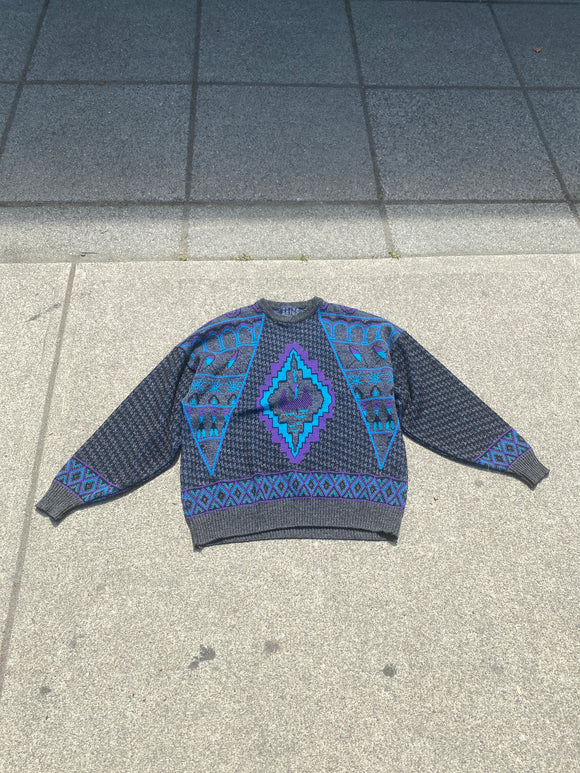 Brics Made in Canada Teal Purple Knit Sweater