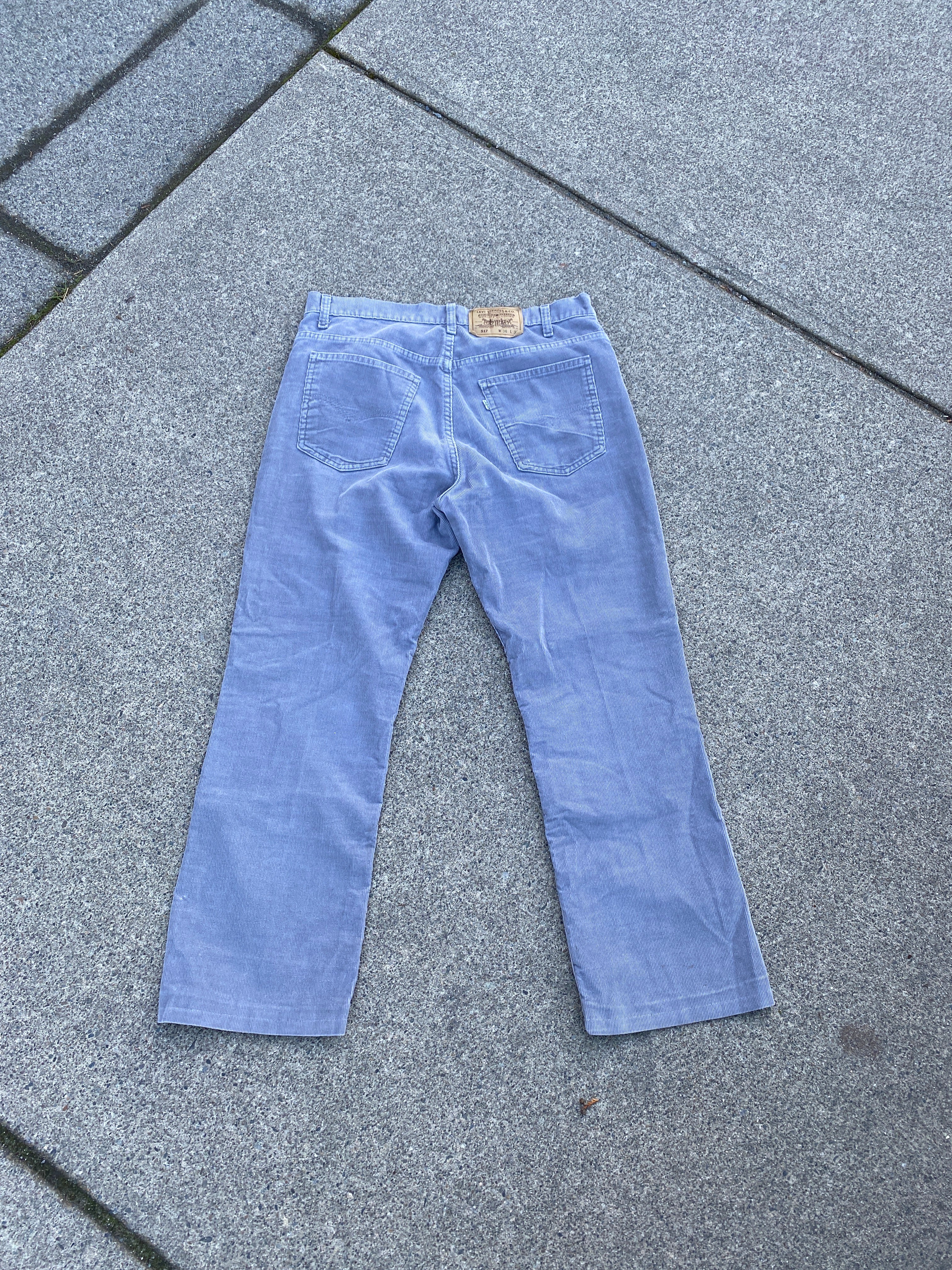 Levi 517 33 28 (36 33) Grey Corduroy Made in USA Vintage Pants
