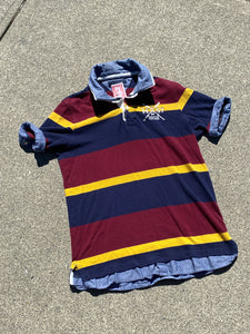 Tommy Hilfiger Red Blue Yellow Stripe Polo Shirt Large