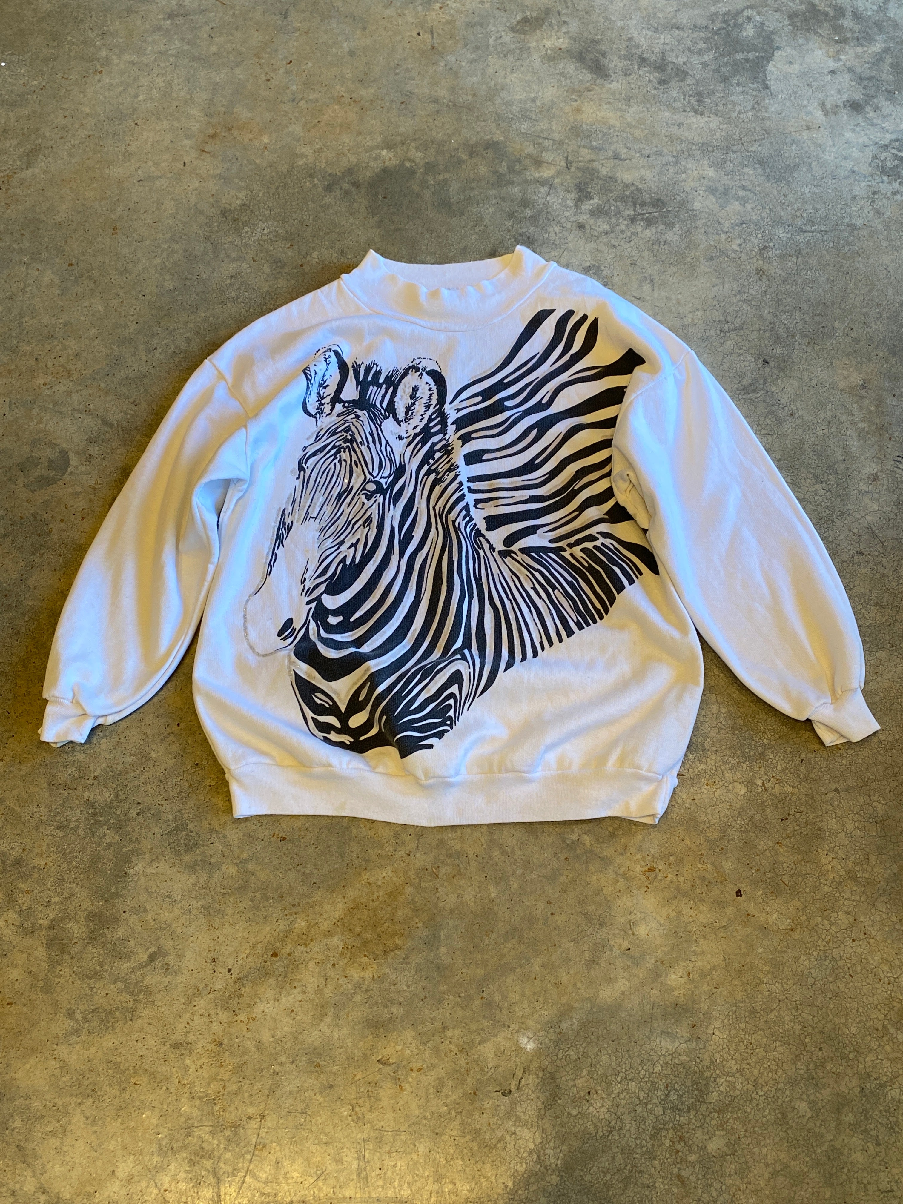 Young Fashion Club Vintage Zebra Glitter Crewneck Sweater