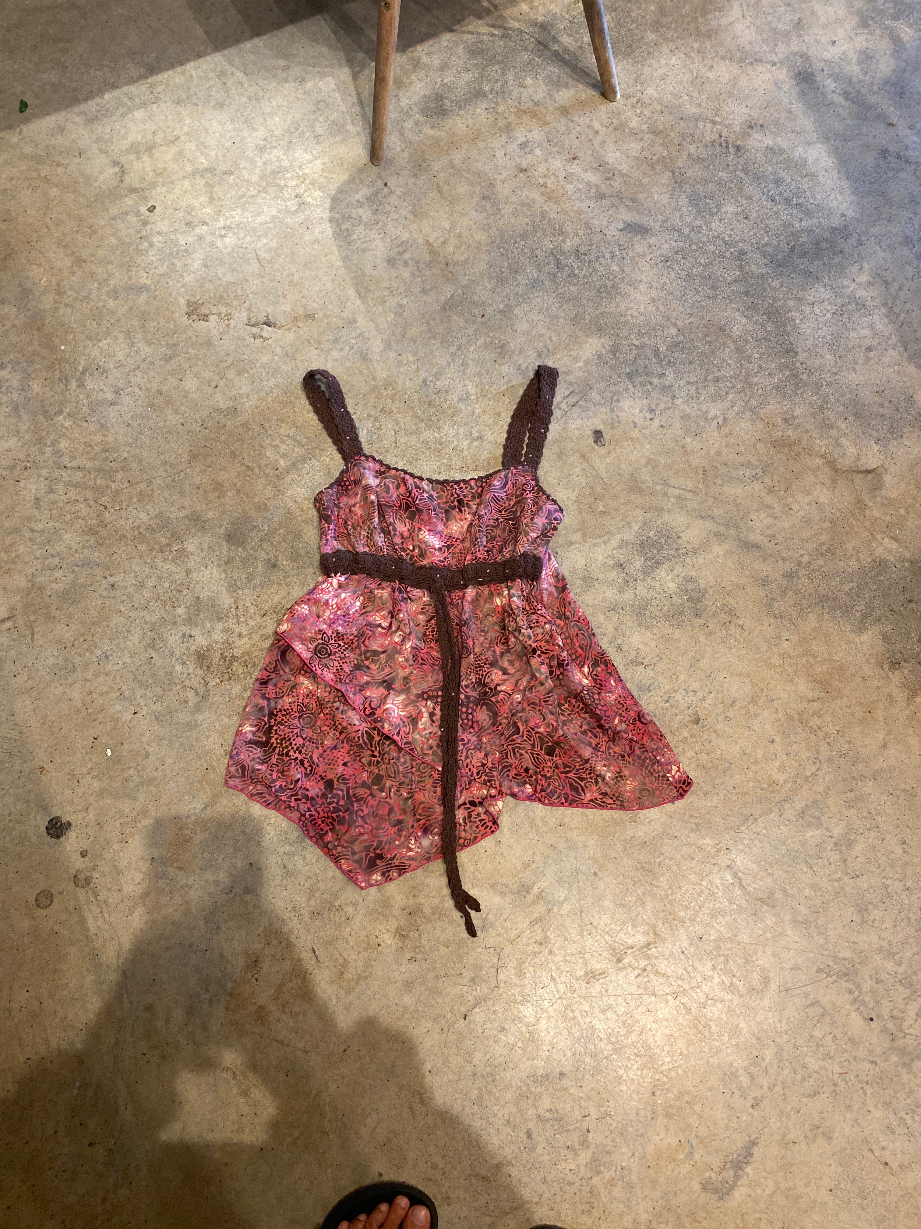 Santiki Babydoll Floral Earth Fairy Boho Y2K Asymmetric Wrap Knit Medium Shirt