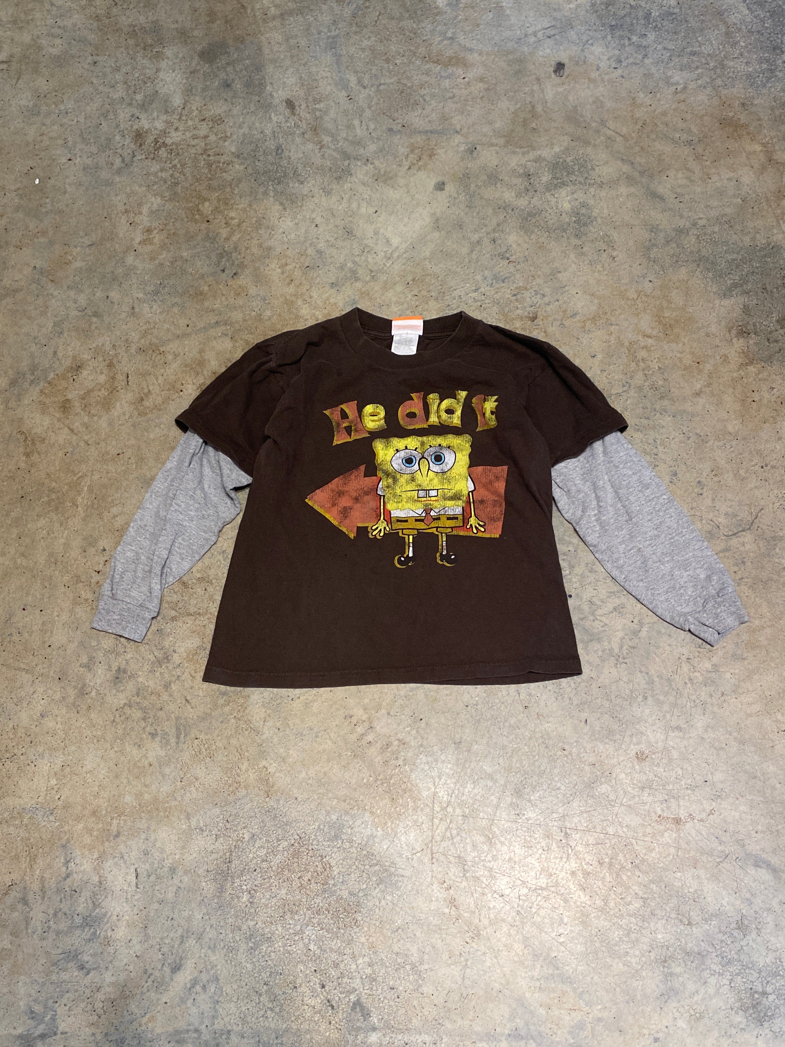 Spongebob 2006 He Did It Kids 6/7 LS Shirt