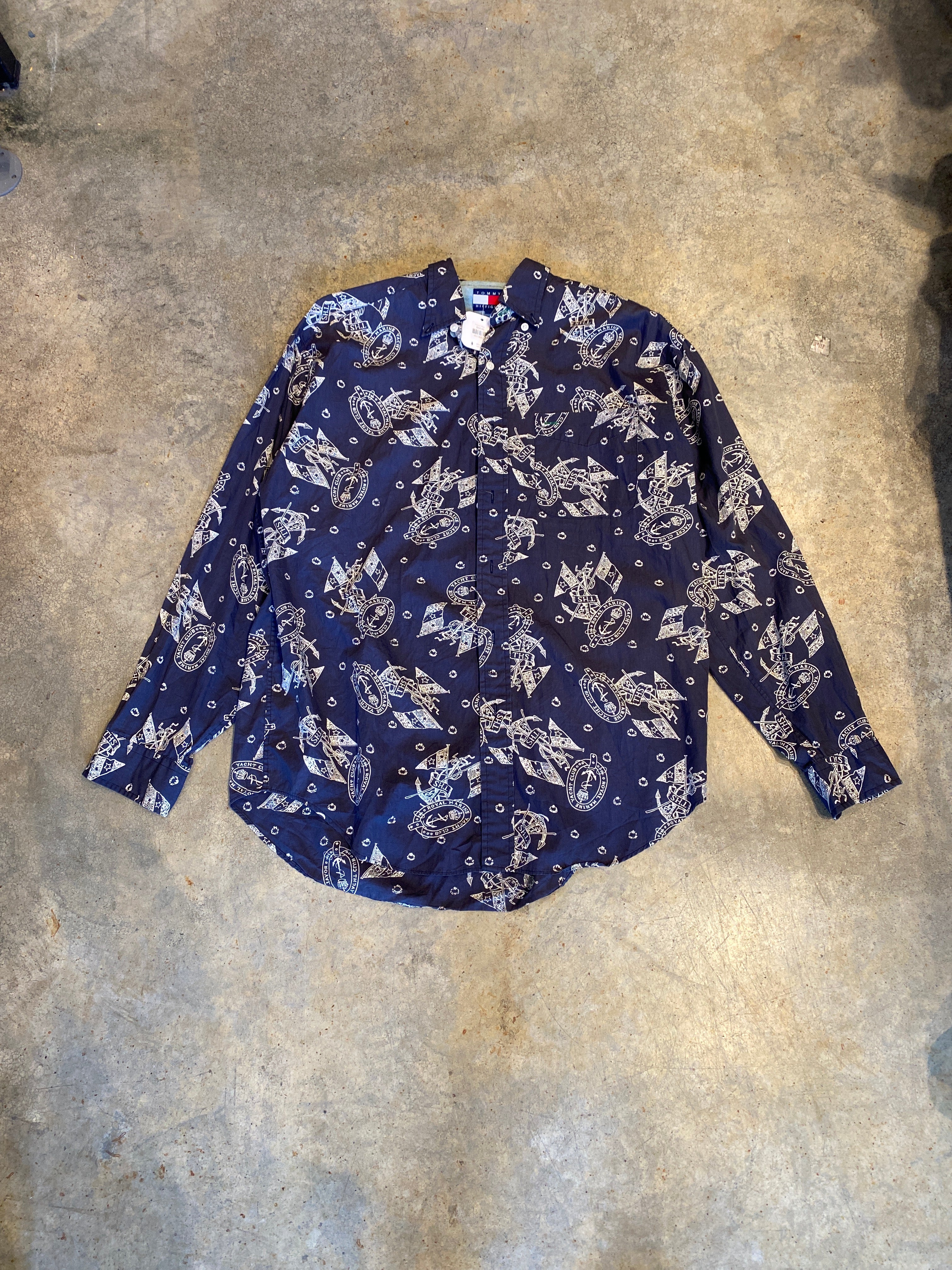 Tommy Hilfiger Yacht Club Navy Blue Button Up Medium Shirt
