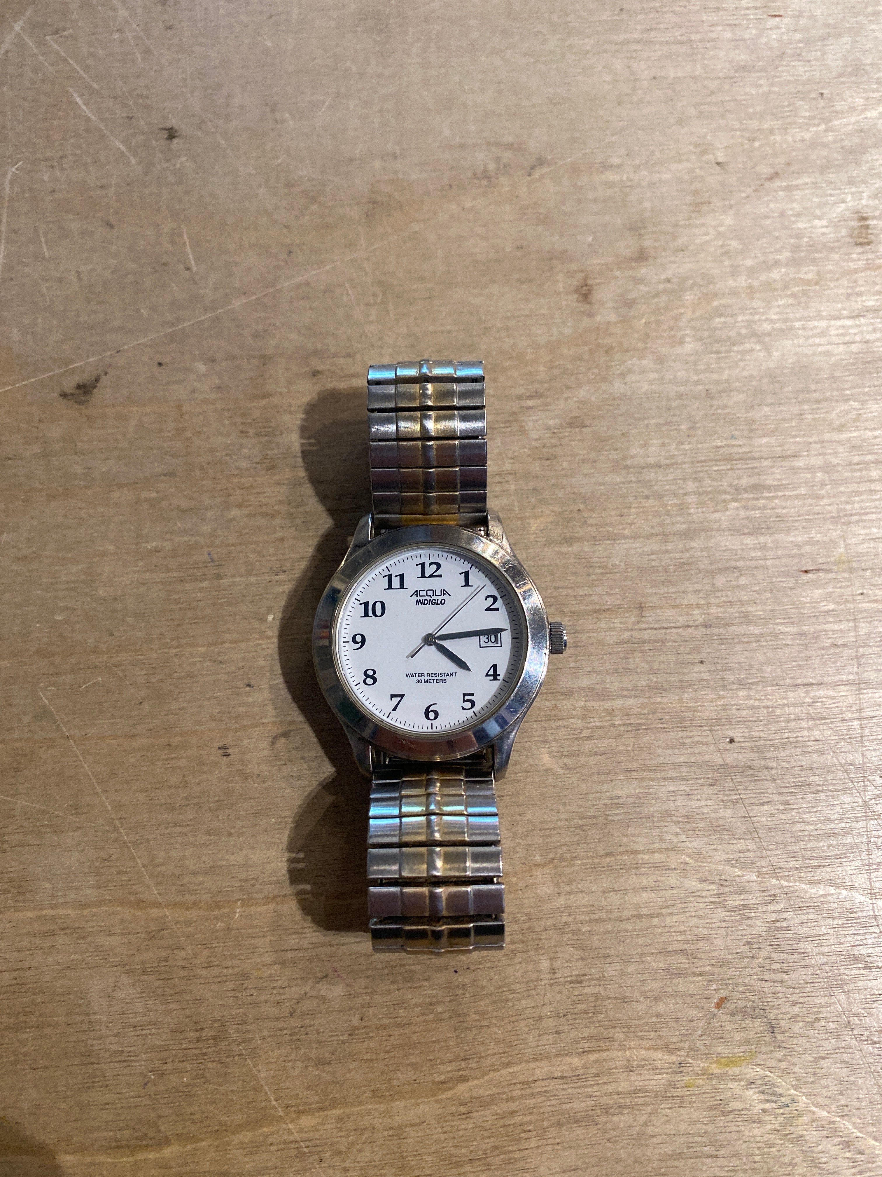Acqua Indiglo Metal WR-30 Watch