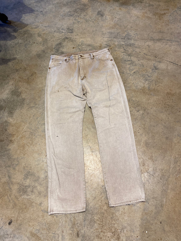 Wrangler Leather Tab Faded Brown Denim Pants