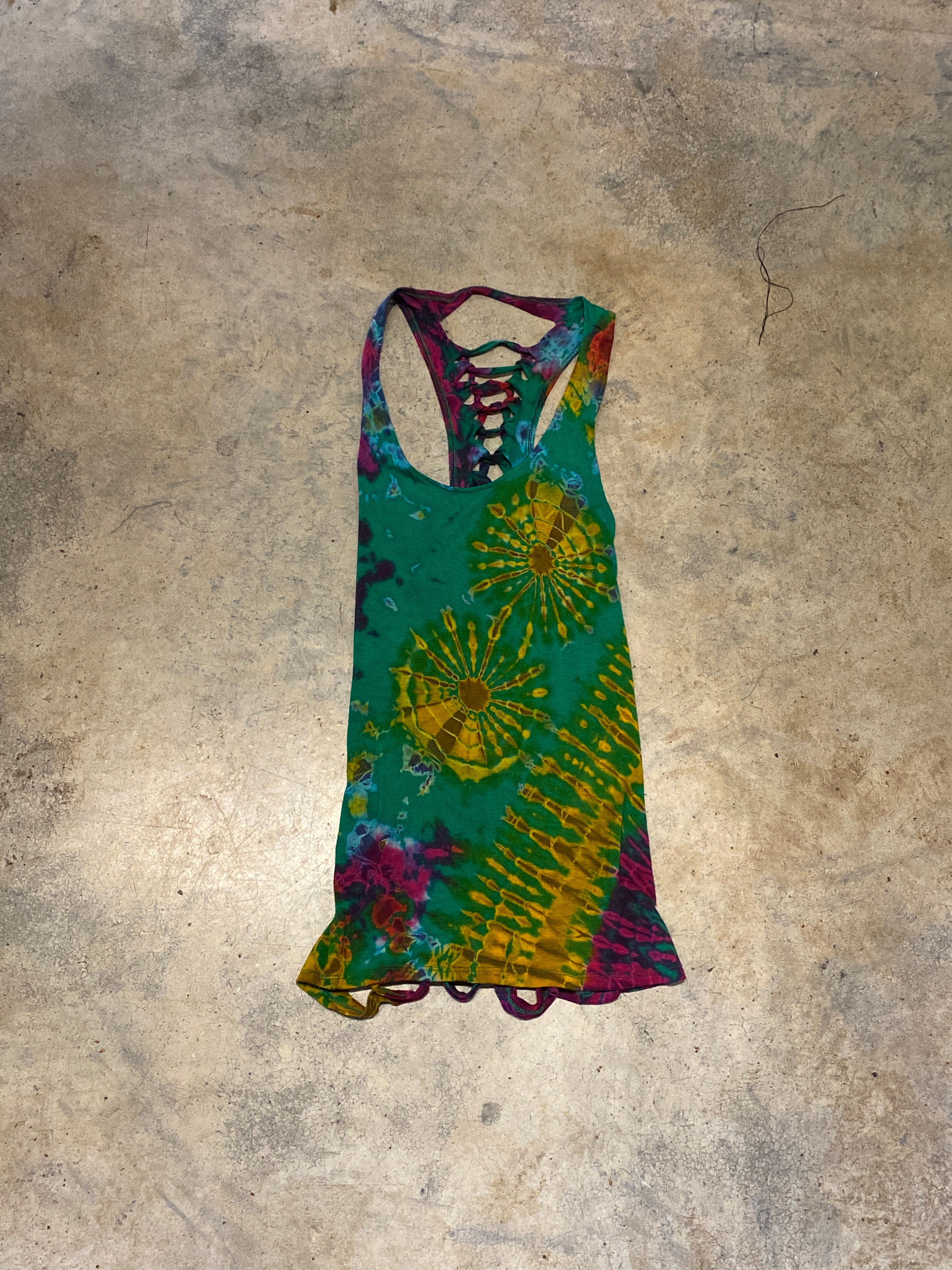Amazing Tan Tie Dye Tank Back Tie Top