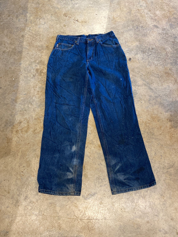 Carhartt 30 30 Navy Blue Mexico Regular, Relaxed fit, spotted fading on bottom of legs Jeans 381-83 RV009