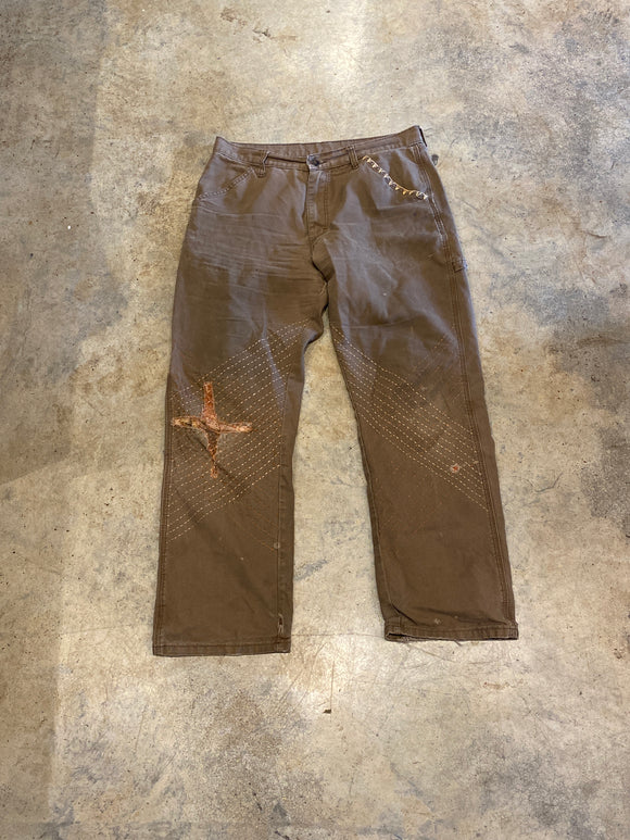 Rustler Brown Mondo Reworked Canvas Pants 32 32