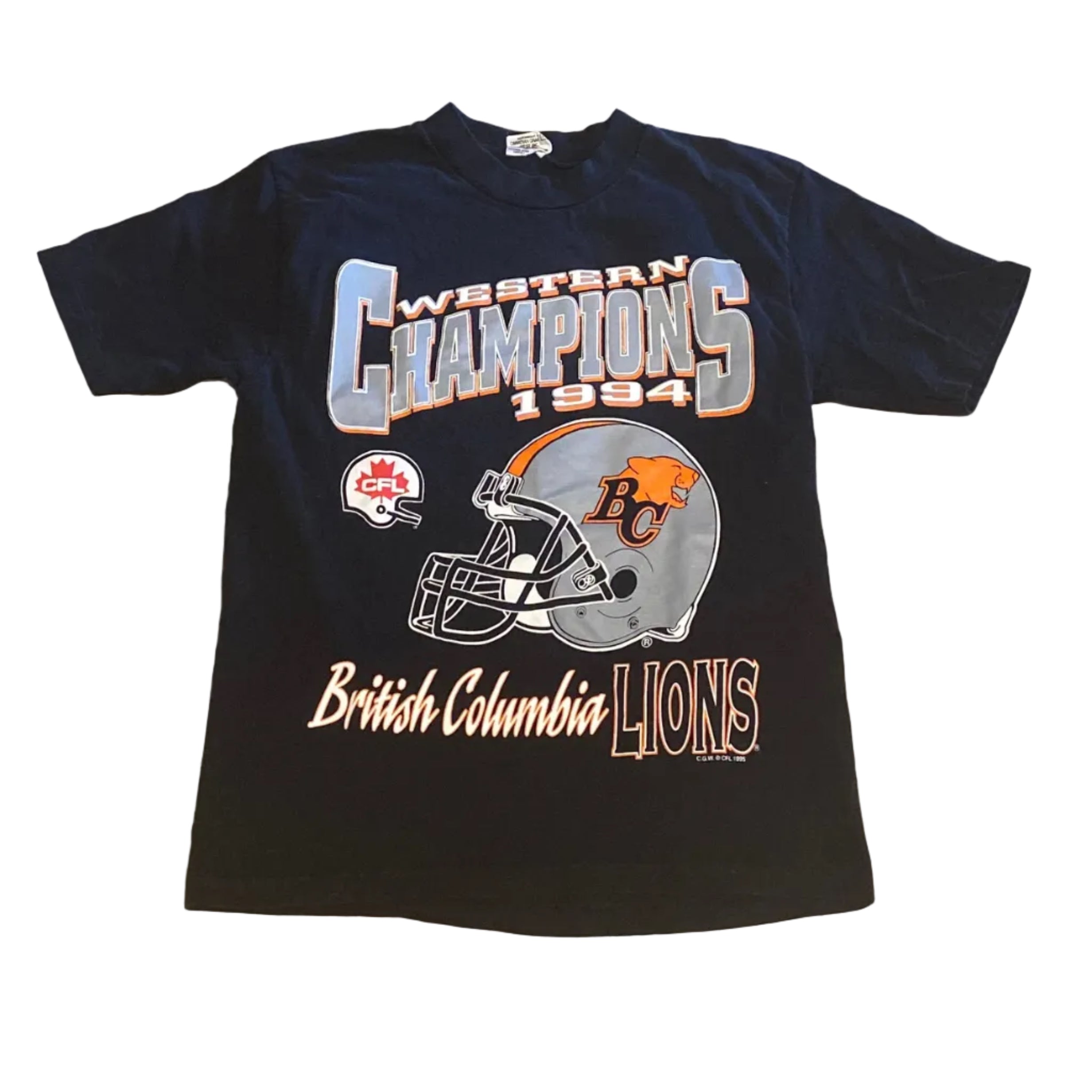 Waves CFL Football BC Lions 1995 Vintage Black Youth Large Shirt