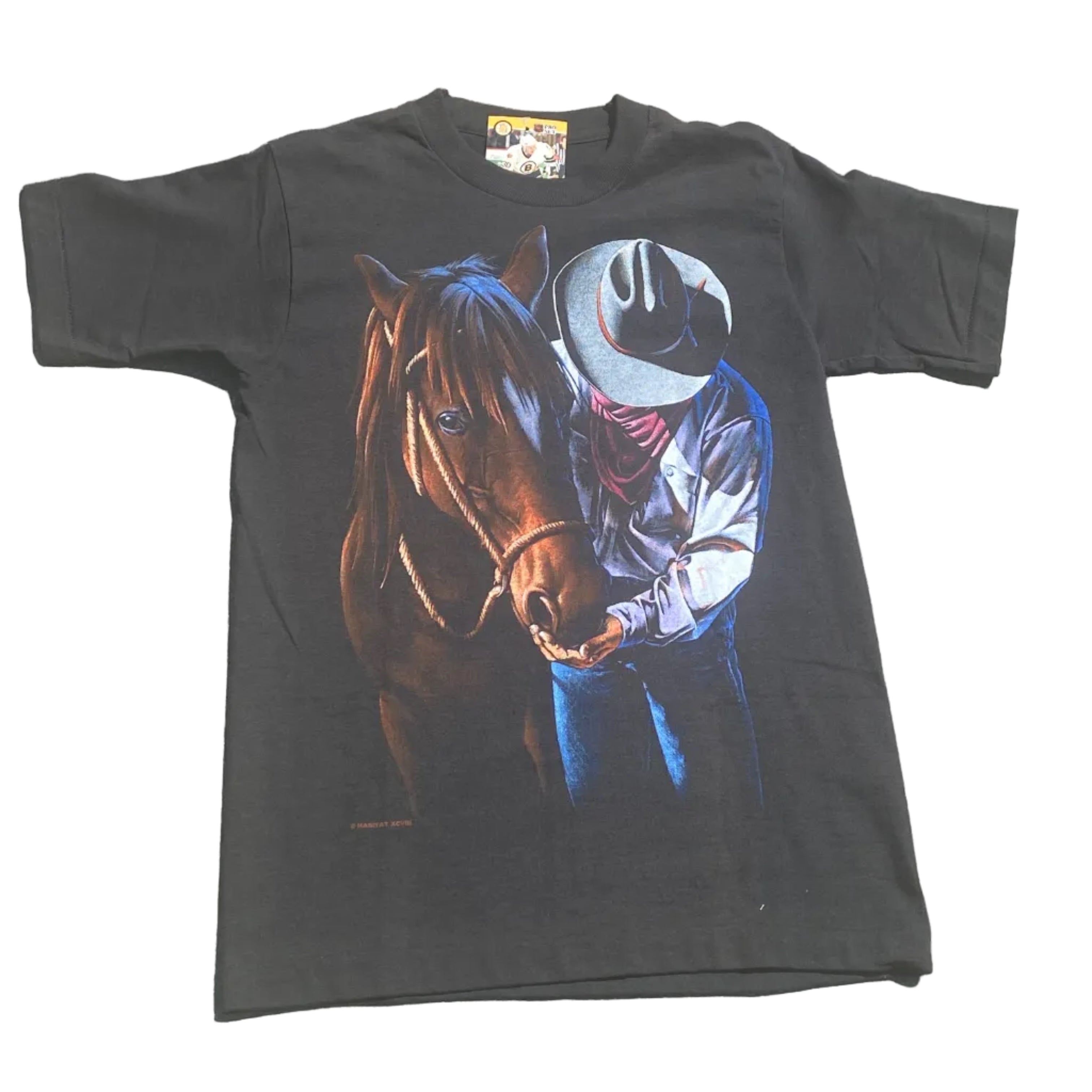 Fruit of the Loom Cowboy & Horse Made in Canada 1998SS Small Black Vintage Shirt
