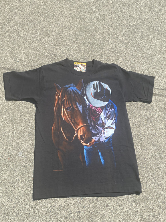 Fruit of the Loom Cowboy & Horse Made in Canada 1998SS Small Black Shirt