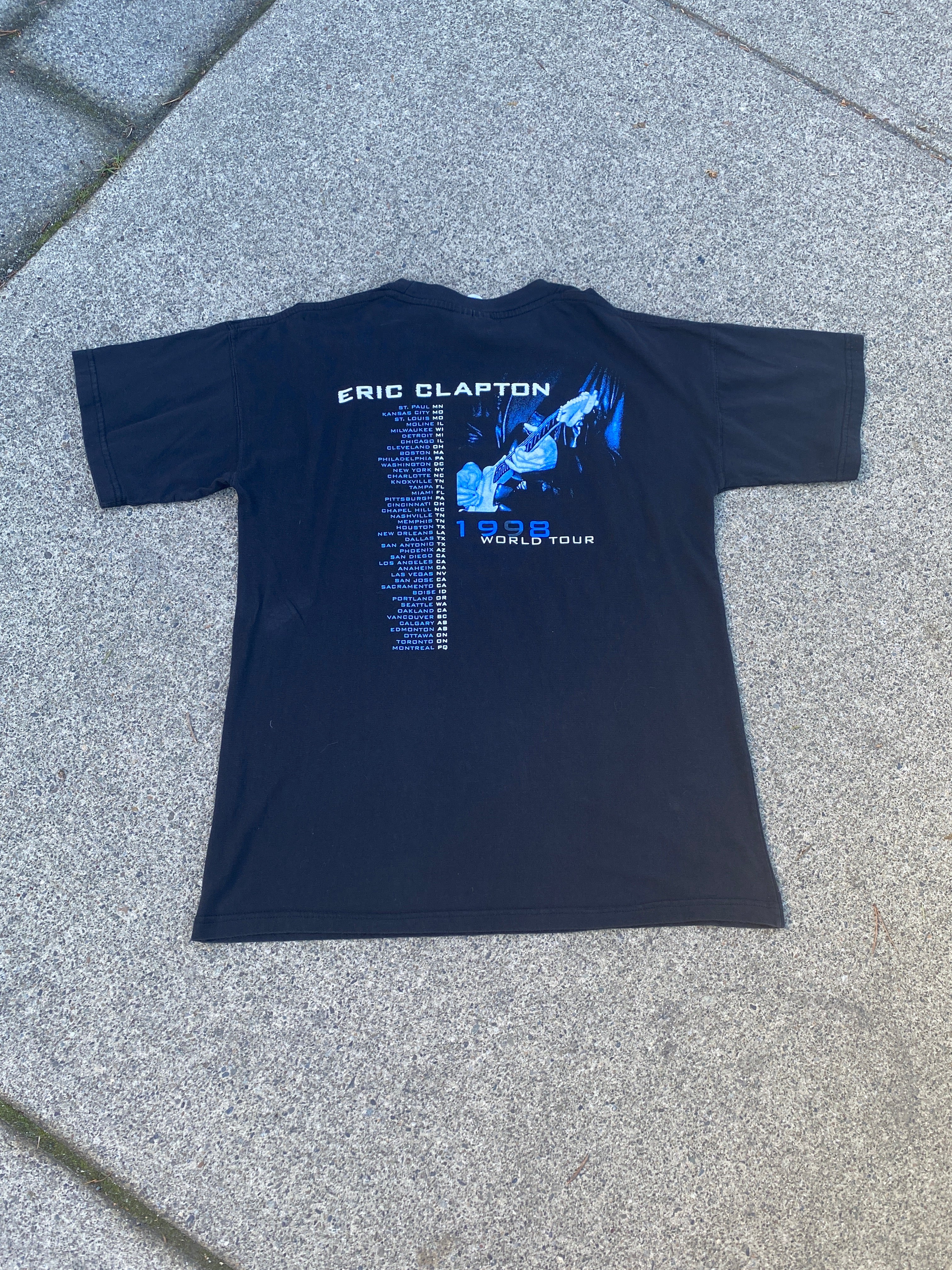 Souvenir Teez Eric Clapton 1998 World Tour Black SS Shirt Vintage Large