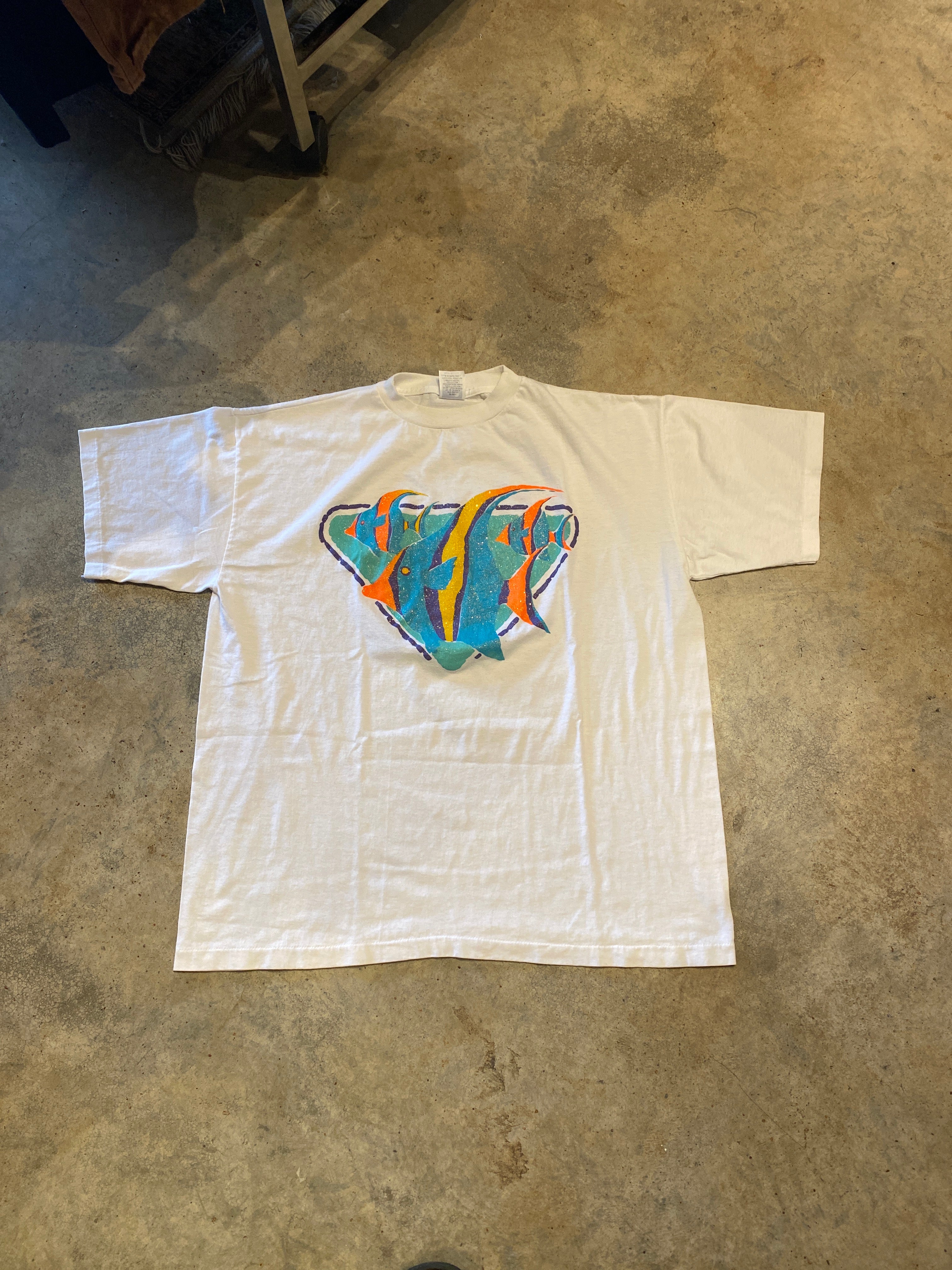 Schooner Bay Tropical Sparkle Fish Made in USA Vintage Shirt