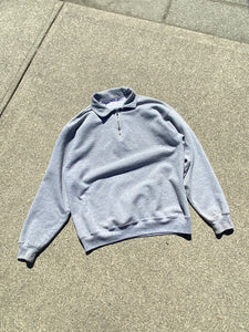 Jerzees Super Sweats Grey 1/4 Zip Plain Sweater Large