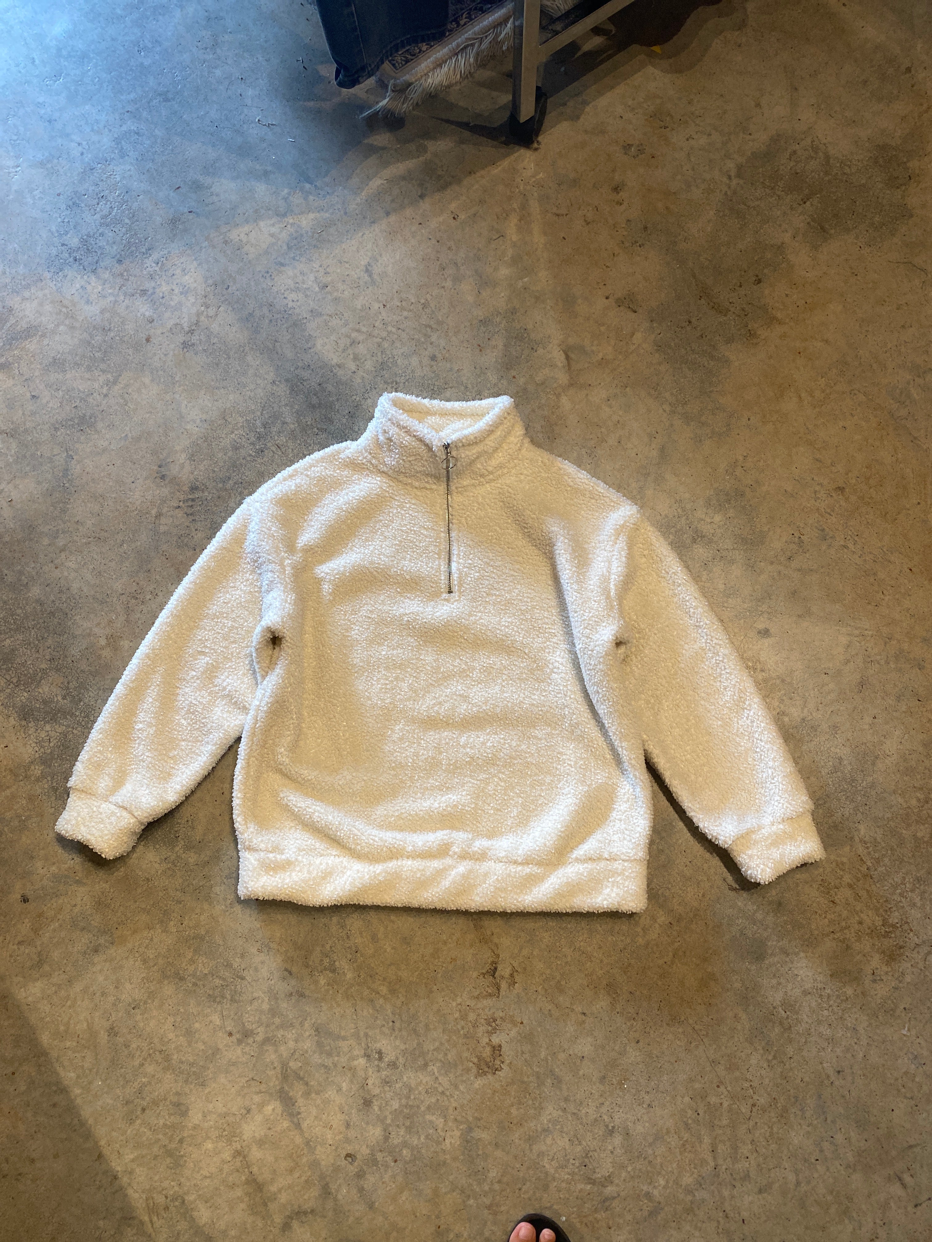 Unbranded White Fluffy Zip Sweater