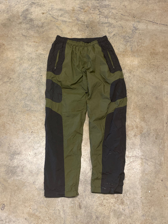 Nike Black and Green Track Pants Large