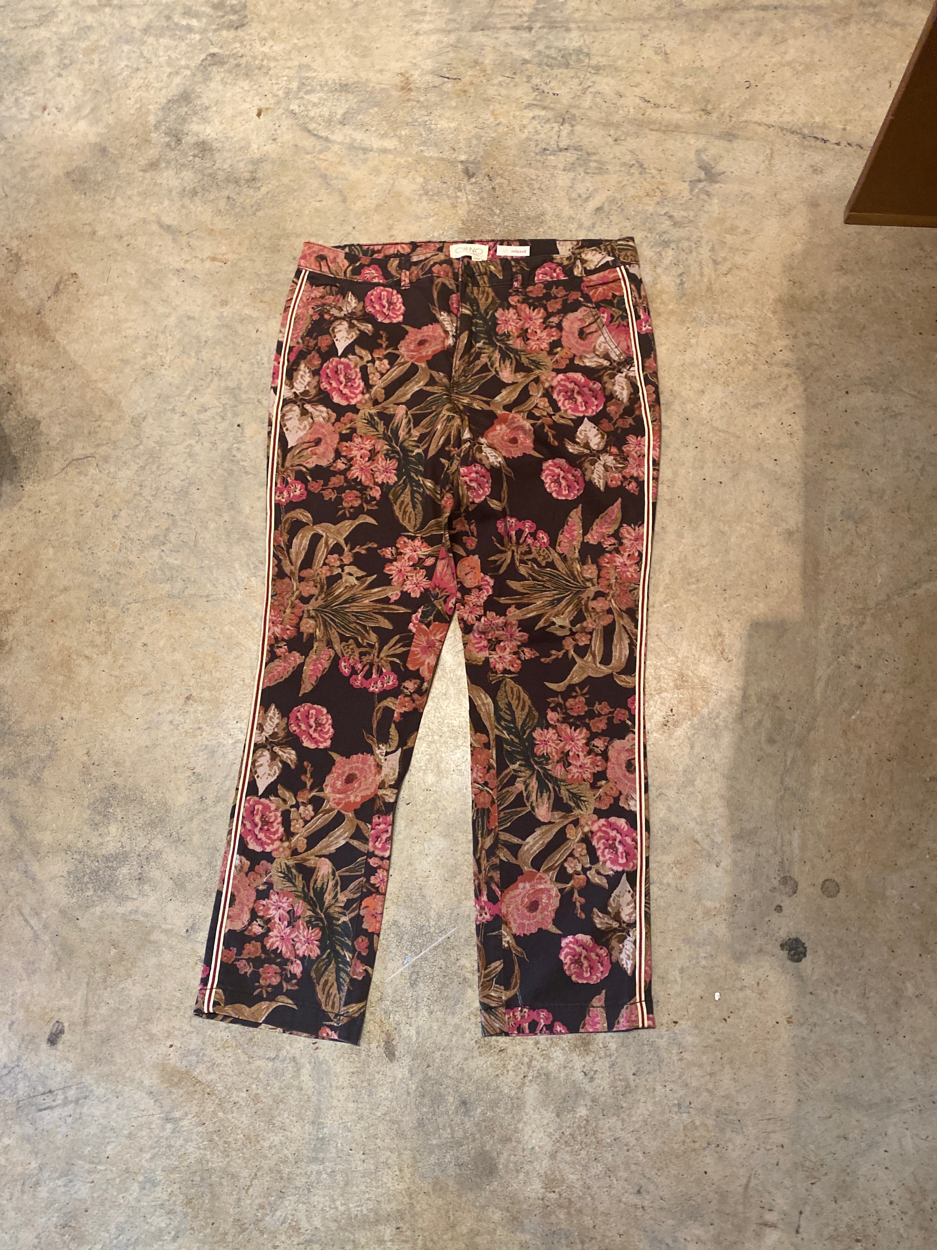 Chino By Anthropologie Relaxed Floral Pants Trousers Motif Multicolor NWT 32R