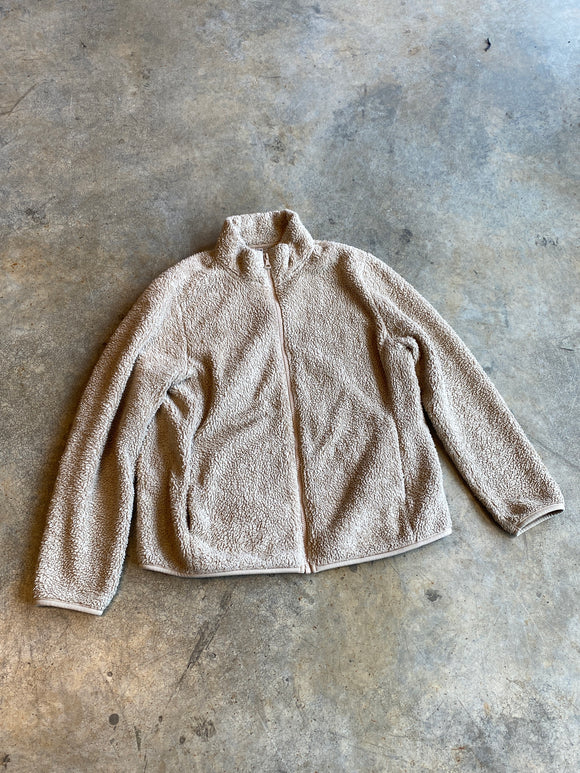 Uniqlo Cream Tan Fleece Zip Sweater Large