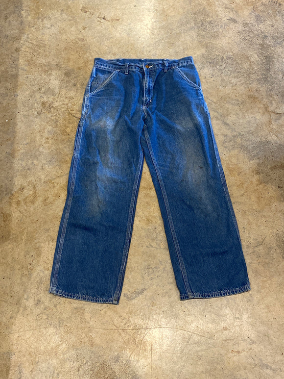 Carhartt 34x30 Blue USA Carpenter, Blue with light fade Jeans BU3-DNM RV015