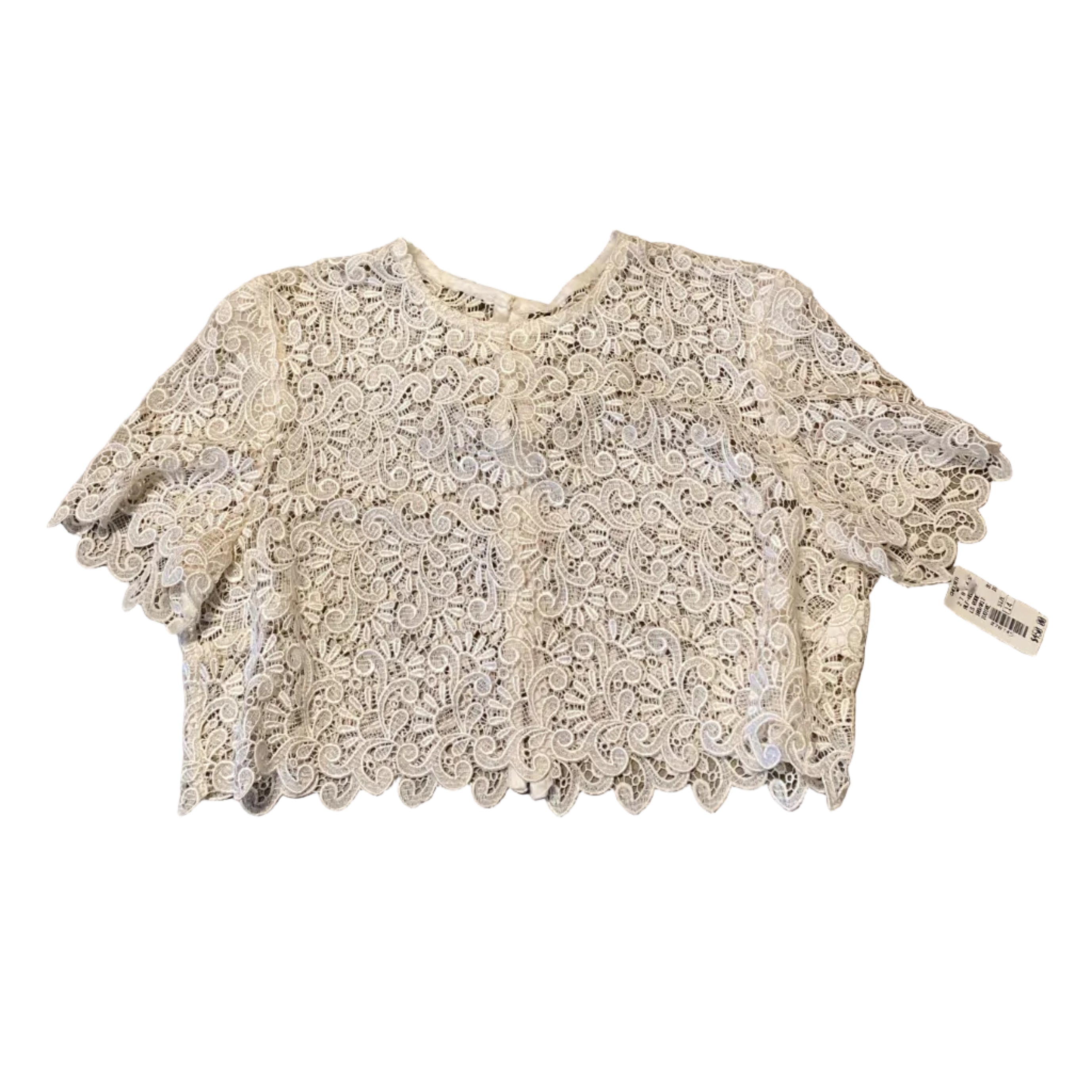 Vintage Floral Eyelet Hand Made Top Button Up Baby Doll Ivory White 14 Shirt