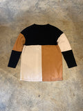SHEIN XSmall Waffle Black Cream Taupe LS Shirt