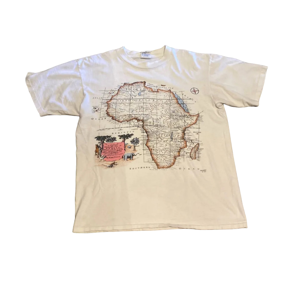 Maze Map Of Africa Vintage 1991 Shirt Single Stitch Made in USA XLarge