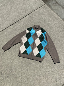 Lacoste Zip Argyle Brown Sweater