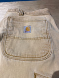 Carhartt Double Knee No Rivet Tan Made in Nicaragua 38 32 Pants