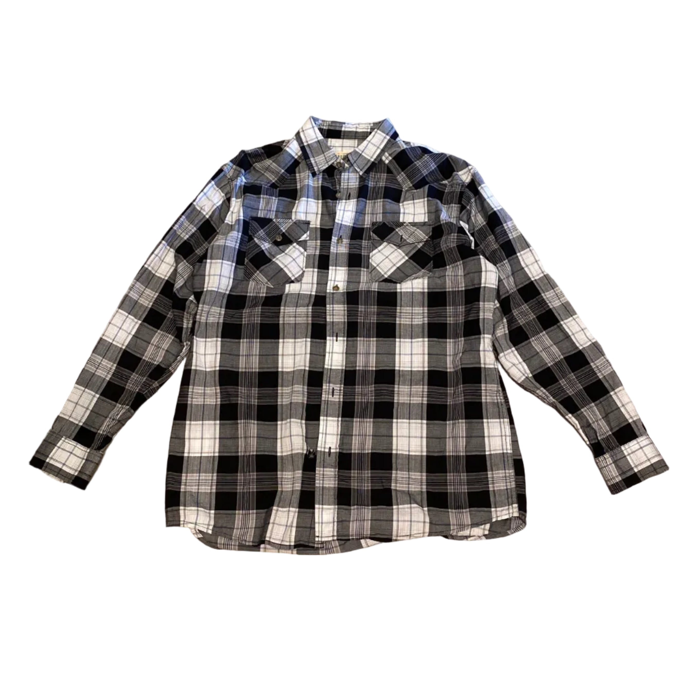 Red Head Plaid LS Button Up Large Shirt Black