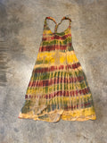 Amazing Tan Tie Dye Wrapped Strap Dress