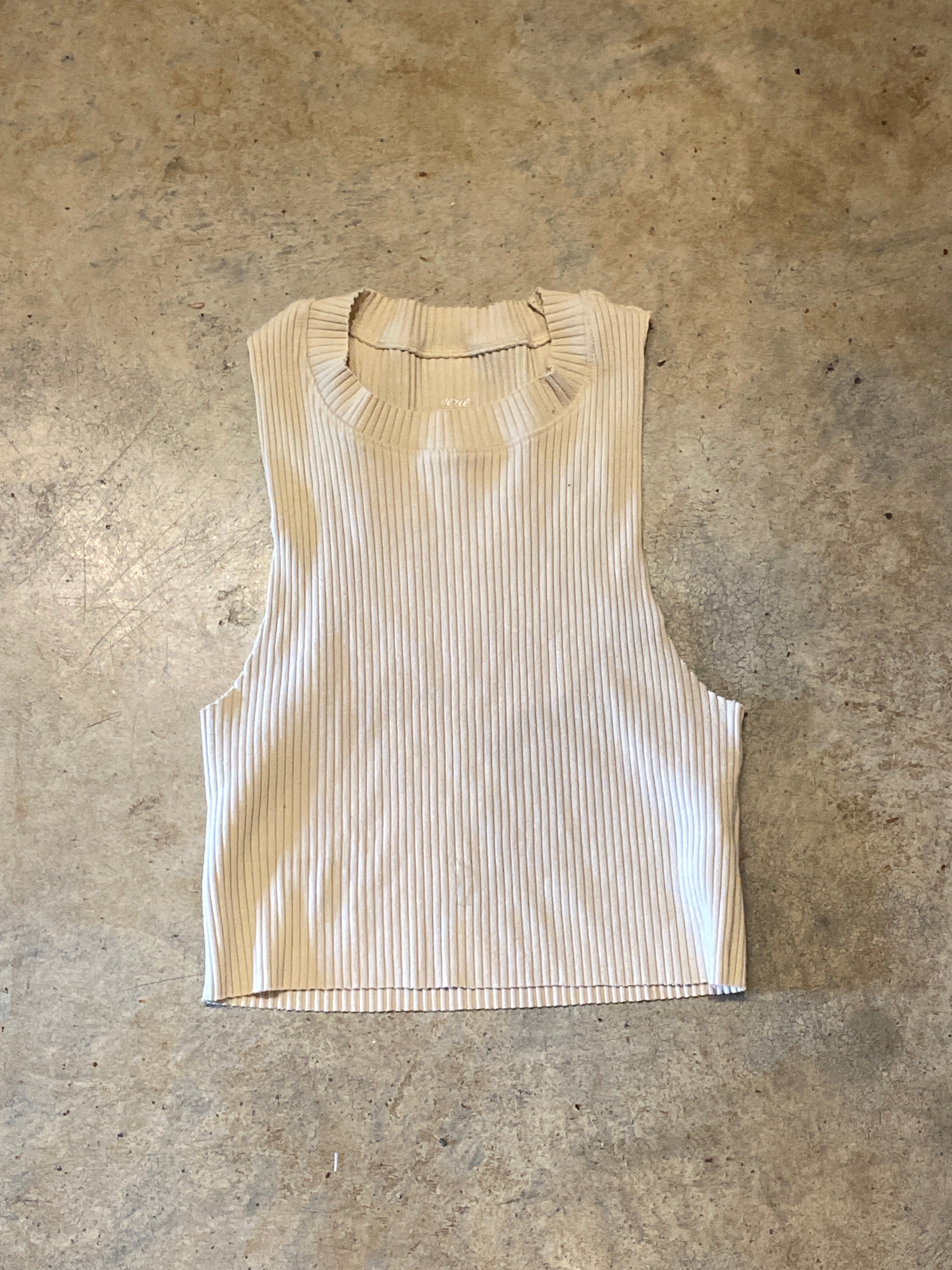 Aerie Beige Ribbed Sleeveless Shirt Medium