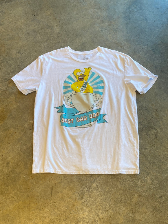 The Simpsons Homer Best Dad Bod White SS Shirt XLarge