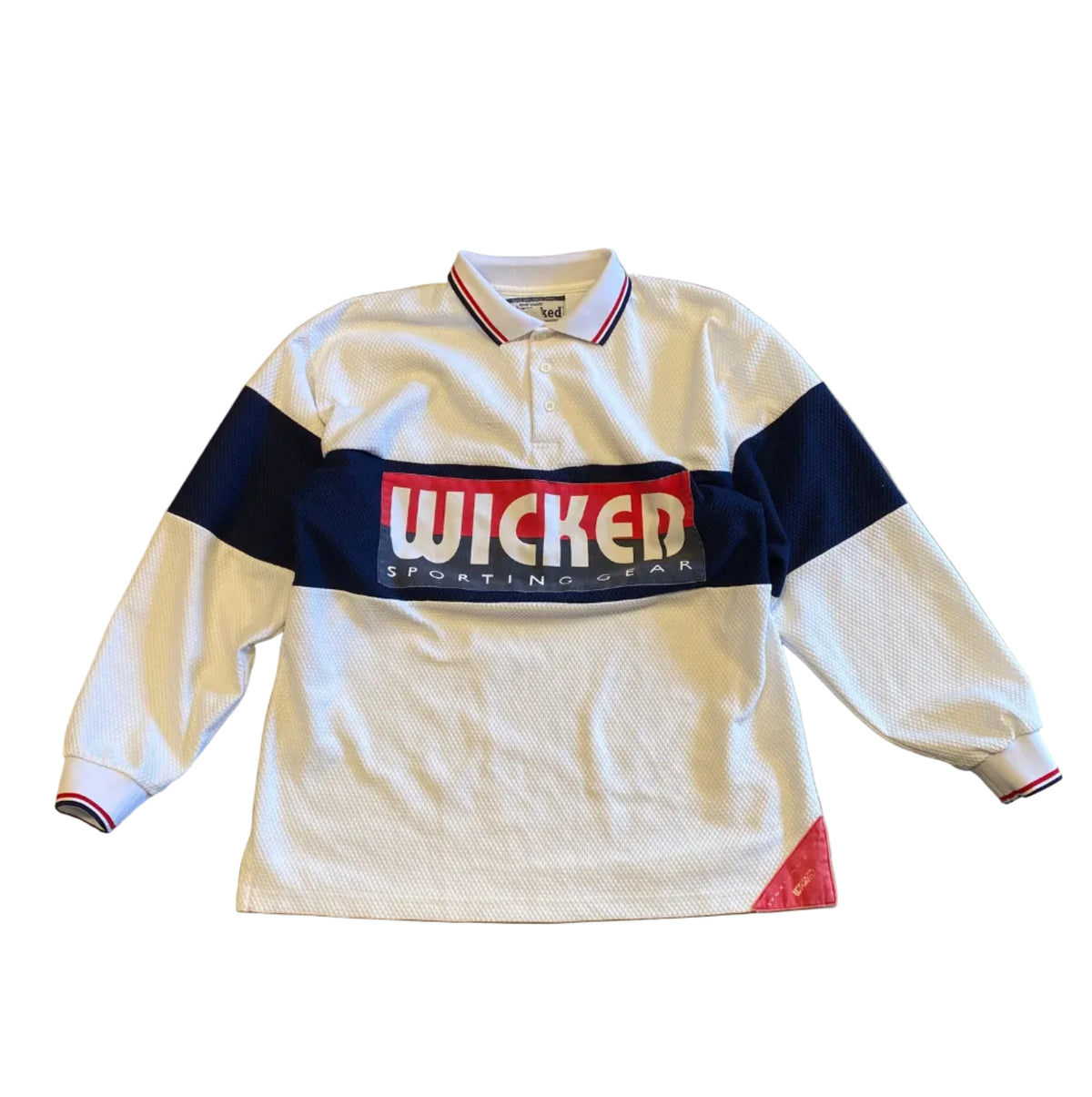 Wicked Sporting Gear Vintage Made in USA Polo Shirt Long Sleeve Waffle XL