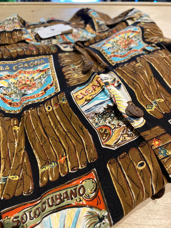 Kahala Cigar Tin Hawaiian Vintage Button Up Small Shirt