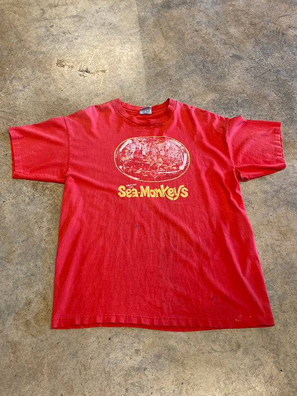 Stanley Desantis Sea Monkeys Vintage Red Shirt Made in USA Single Stitch