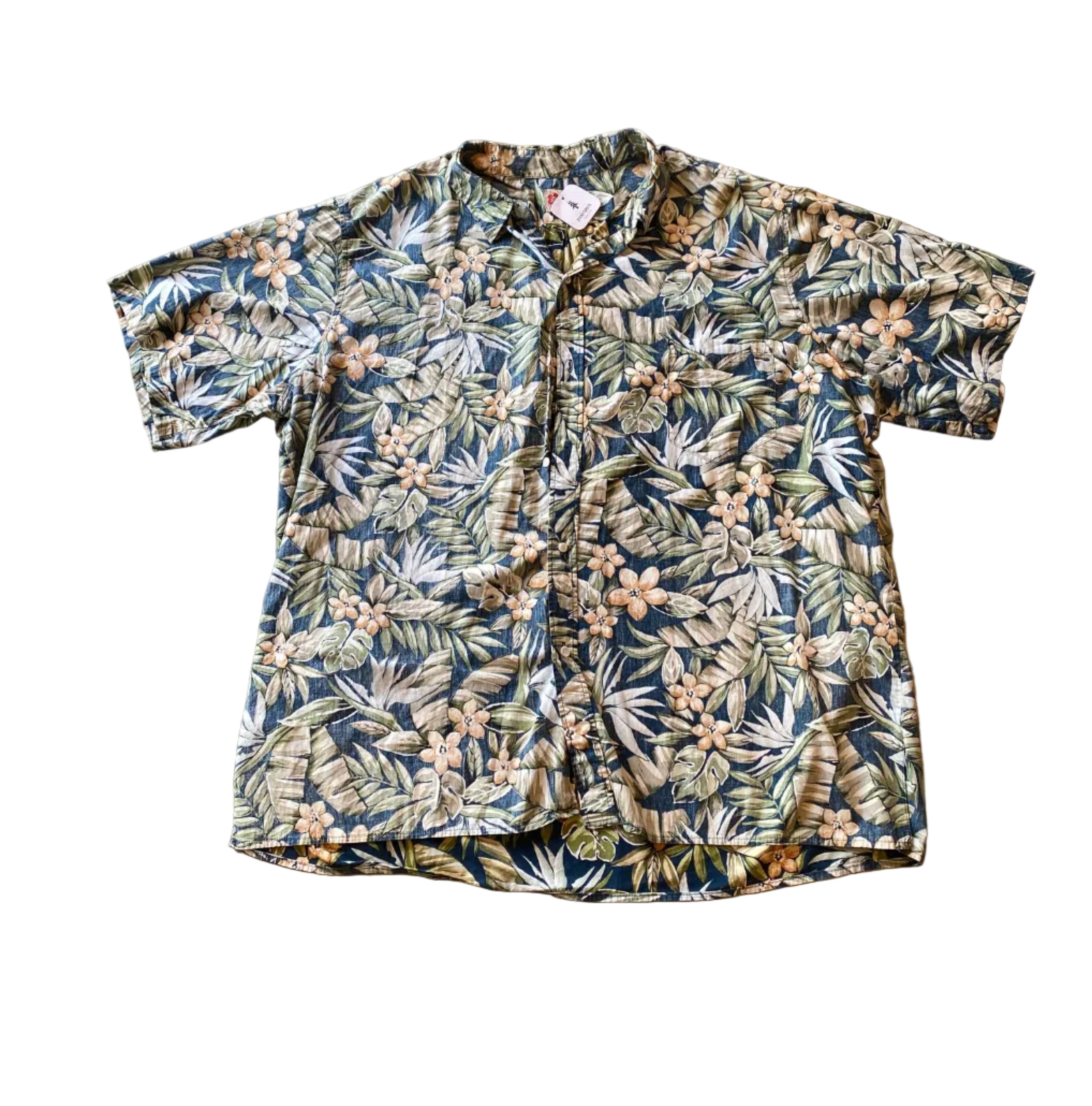 Hilo Hattie Vintage Hawaiian Dark Blue Floral Button Up Shirt XXXLarge