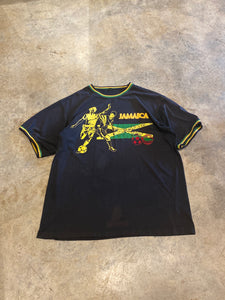 Jamaica Black Soccer Embroidery & Puff Shirt