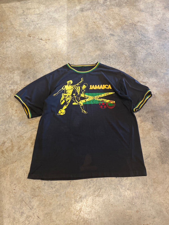 Jamaica Black Soccer Embroidery & Puff Shirt